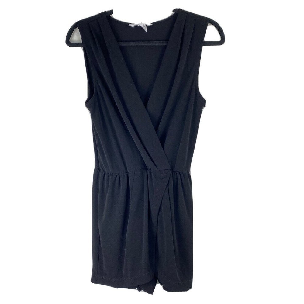 BCBGeneration Womens Romper Size S Black Sleeveless Polyester Blend Faux Wrap
